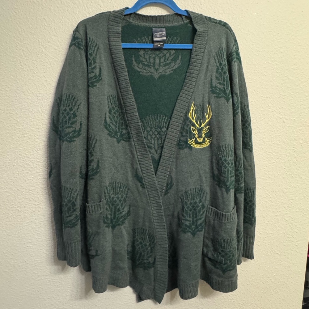 Outlander Cardigan Sweater with Embroidered Design and Pockets Hot Topic